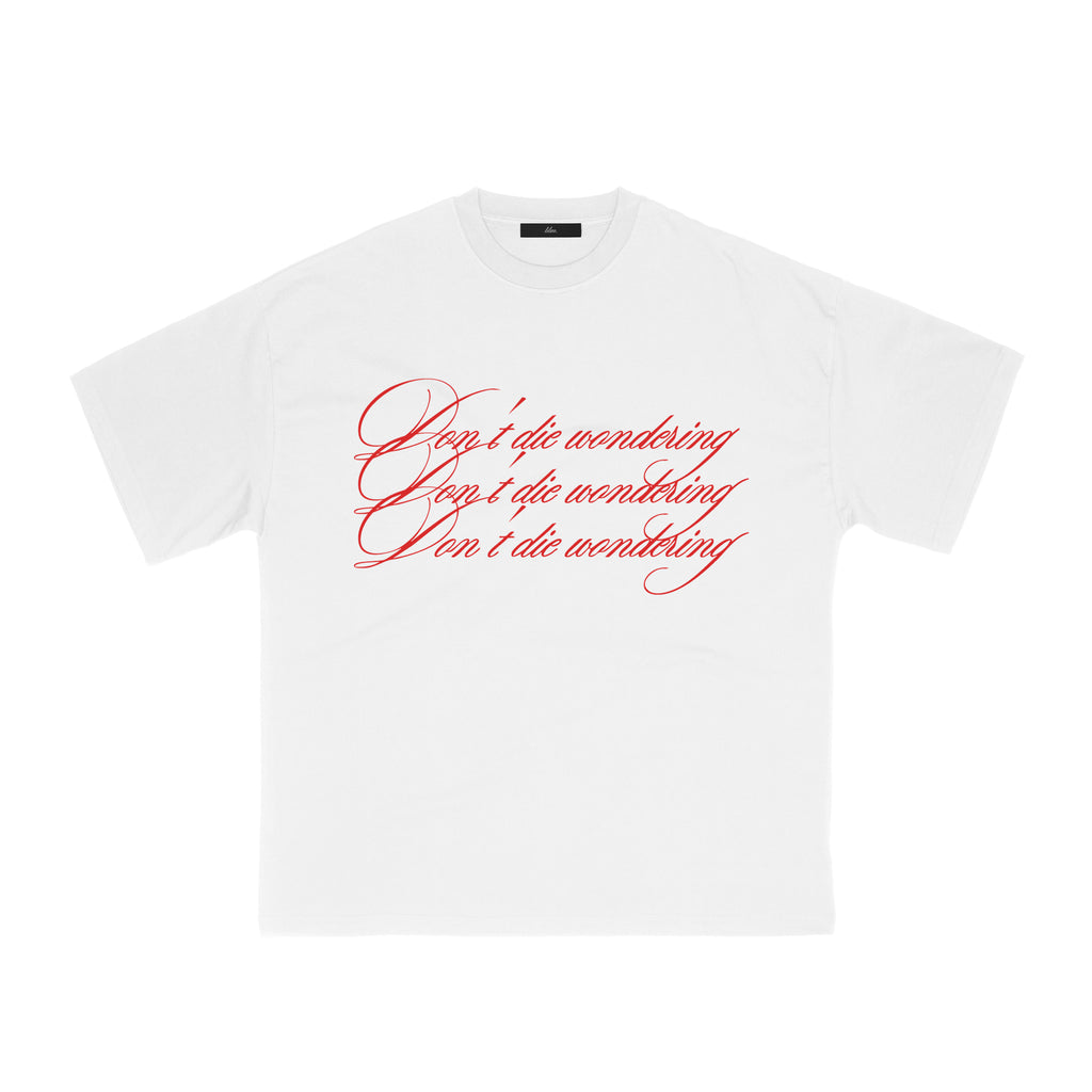 don't die wondering. t-shirt