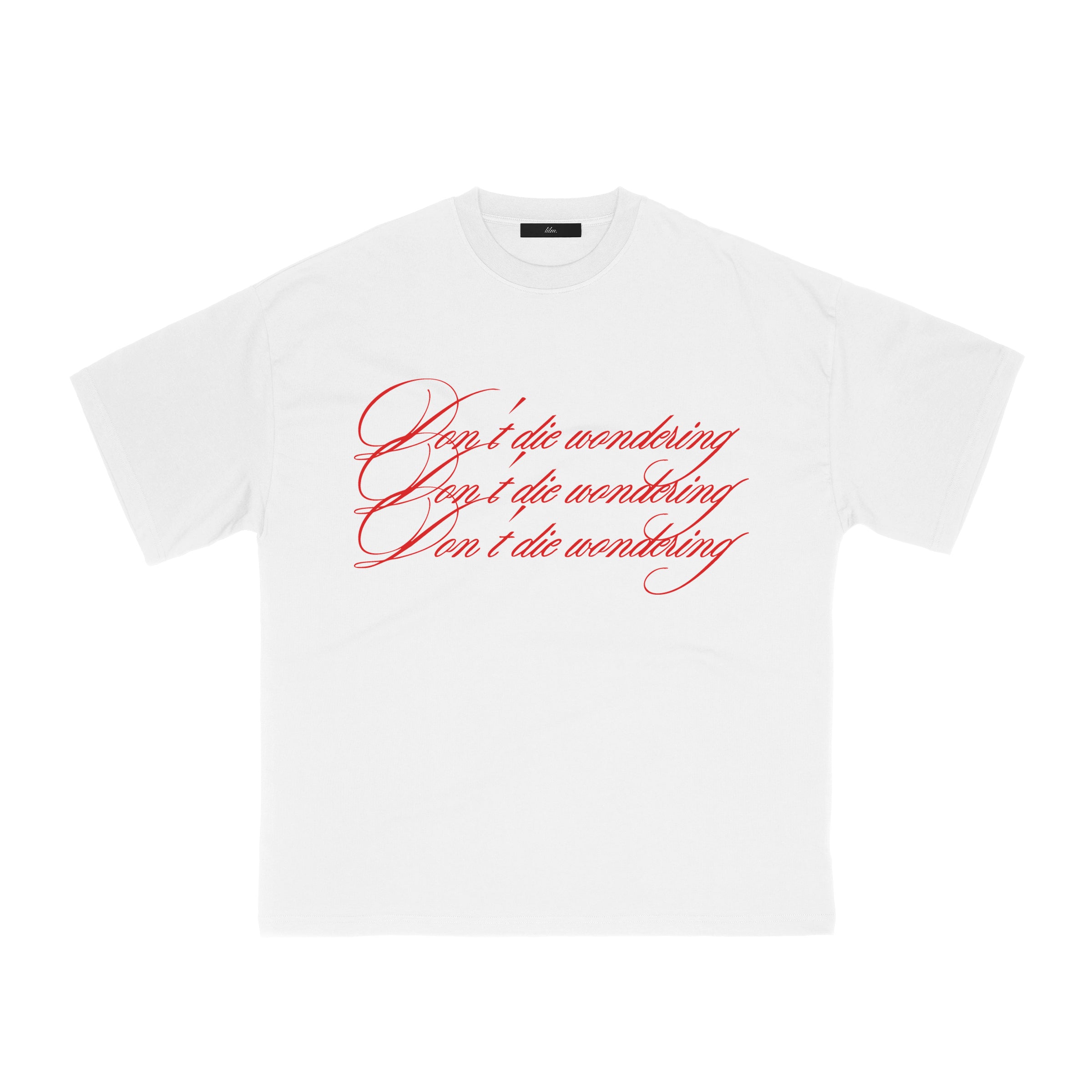 don't die wondering. t-shirt